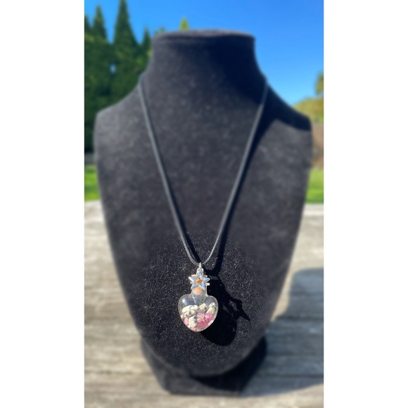 Dalmatian Jasper & Pink Tourmaline Hand Crafted Necklace Crystal Pendant - Picture 3 of 3